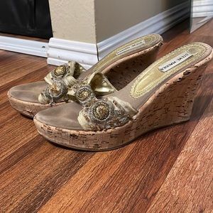 Steve Madden Beaded Cork Wedges - size 10